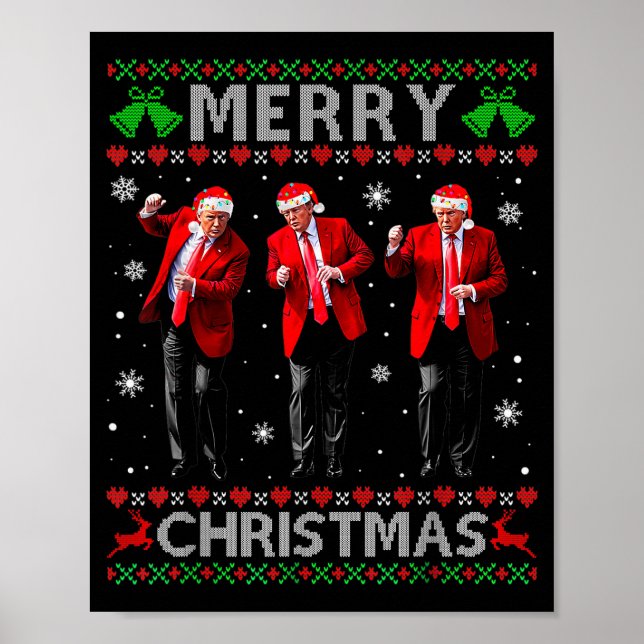 Poster Camisa engraçada de Natal feio da dança de Trump (Frente)