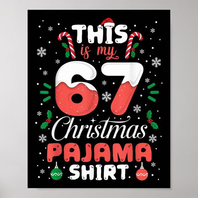 Poster Camisa engraçada de pijama de Natal 67 Seis Sete M (Frente)