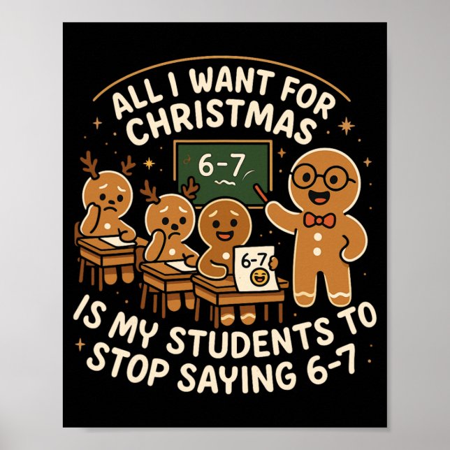 Poster Camisa engraçada de pijama de Natal 67 Seis Sete M (Frente)