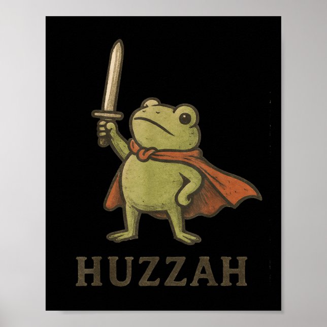 Poster Camisa engraçada de sapo Huzzah, camiseta vintage  (Frente)