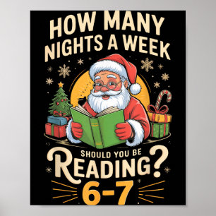 Poster Camisa engraçada do Papai Noel lendo 67 meme Natal
