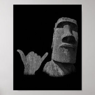 Poster Camisa engraçada do surfista da estátua Moai Rapa