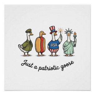 Póster Camisa engraçada dos EUA com ganso patriótico vint