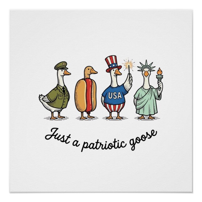 Póster Camisa engraçada dos EUA com ganso patriótico vint (Frente)