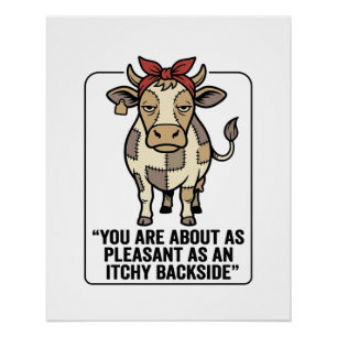 Póster Camisa engraçada e rabugenta de vaca xadrez vintag