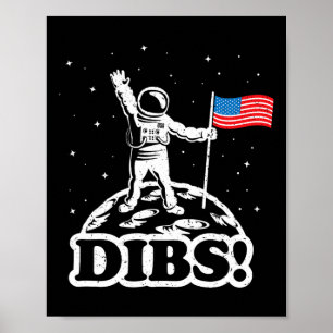 Poster Camisa Espacial Divertida EUA Astronauta Bandeira