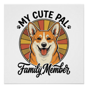 Póster Camisa Família Corgi Design de Amante de Pet Vinta