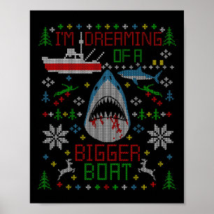 Poster Camisa Feia de Natal de Pesca de Tubarão Branco P