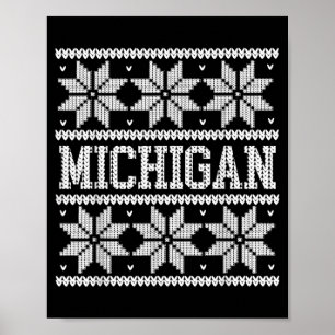 Poster Camisa Feia de Natal Estado de Michigan Xmas