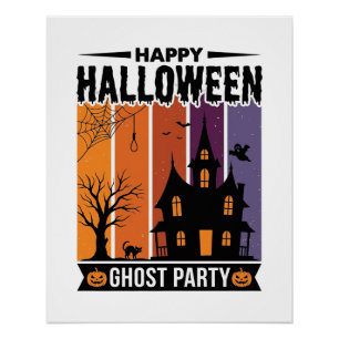 Póster Camisa Feliz Dia das Bruxas Festa Fantasma Casa As