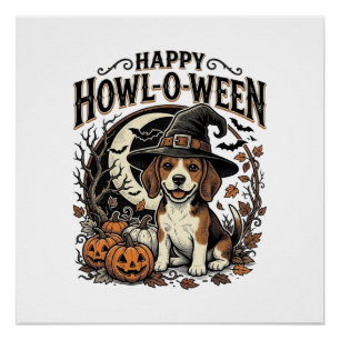 Póster Camisa Feliz Uivo-O-Verão de Halloween do Beagle B