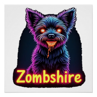 Póster Camisa Halloween Cachorro Zumbi Yorkshire Terrier 