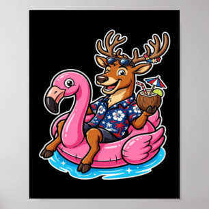 Poster Camisa havaiana engraçada Rena de coco Natal Em