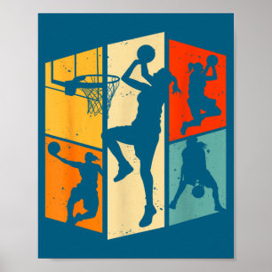 Poster Camisa Jogador de Basquete Equipe Silhueta Vintage