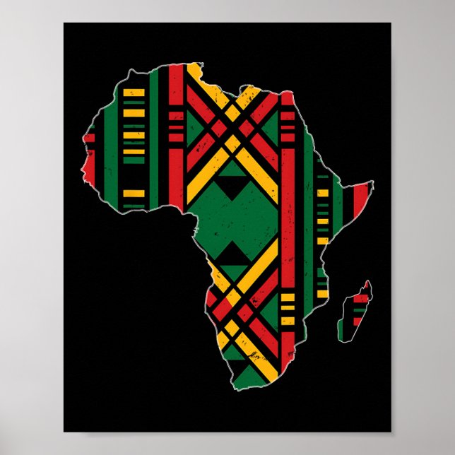 Poster Camisa Juneteenth Mapa da África Tecido Kente Home (Frente)