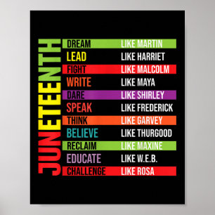 Poster Camisa Juneteenth Sonhe Como Líderes História Negr