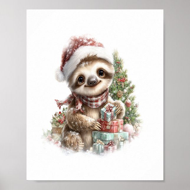 Poster Camisa Lenta Natal Santa Hat (Frente)