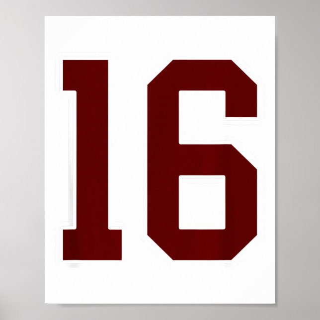 Poster Camisa Marrom e Branca Número 16 Uniforme de Jogad (Frente)
