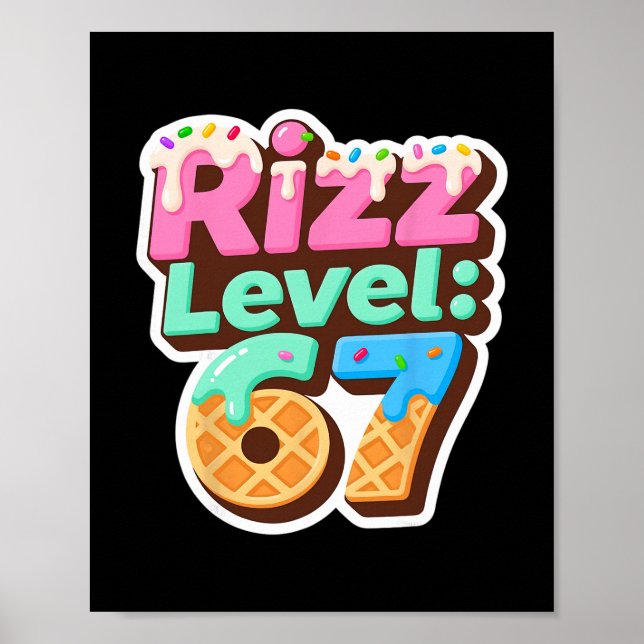 Poster Camisa Meme Nível 67 Rizz Sorvete Drip Meme Seis S (Frente)