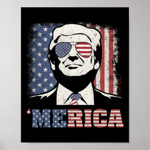 Poster Camisa Merica Trump Camisa engraçada Trump 4 de Ju