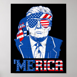 Poster Camisa Merica Trump Sungl Nos Bandeira 4 De Julho