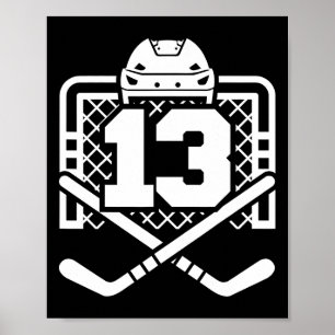 Poster Camisa Número 13 de Hóquei Jogador de Hóquei Diver