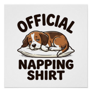 Póster Camisa Oficial de Cochilo Cachorro Sonolento Desig