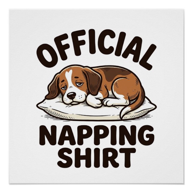 Póster Camisa Oficial de Cochilo Cachorro Sonolento Desig (Frente)