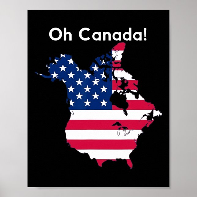 Poster Camisa Oh Canadá Mapa Dos EUA Engraçado Trump 2025 (Frente)
