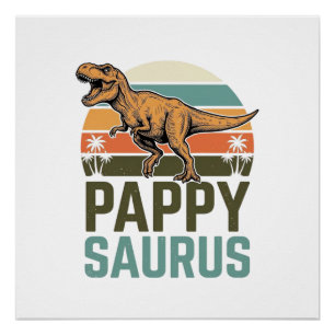 Póster Camisa Pappysaurus Dinossauro Engraçado Vintage Pô