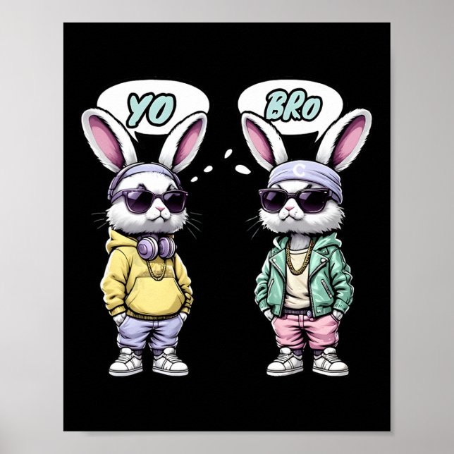 Poster Camisa Páscoa 2025 Yo Bro Citação Divertida Hip Ho (Frente)