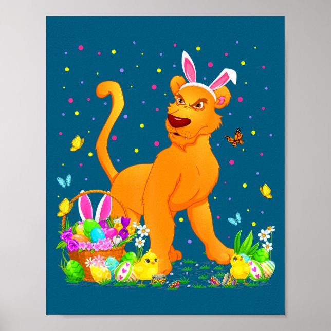 Poster Camisa Páscoa Cougar Coelho Ovo Caça (Frente)