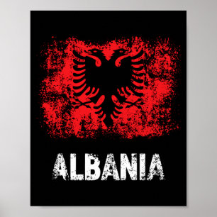Poster Camisa Patriótica da Albânia com Bandeira Albanesa