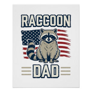 Póster Camisa Patriótica do Papai Guaxinim Vintage Design