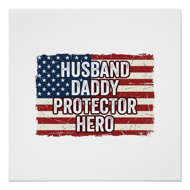 Póster Camisa Patriótica Marido Papai Protetor Herói Band (Frente)