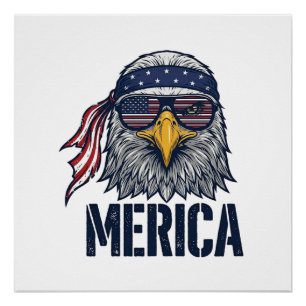 Póster Camisa Patriótica Vintage Águia Merica Design_1