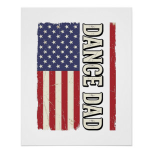 Póster Camisa Patriótica Vintage de Bandeira do Pai de Da