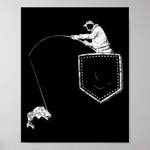 Poster Camisa Pocket T Engraçada de Pescador Para Pai