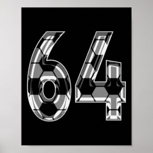 Poster Camisa Prata de Futebol Padrão Número 64 do Jogado