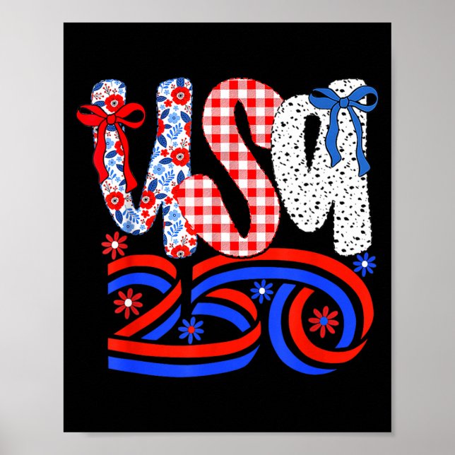 Poster Camisa Retro Americana Coquette Bow 250 Flag, 4 de (Frente)
