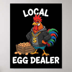 Poster Camisa Retro de Vendedor de Ovos Local, Galinha de