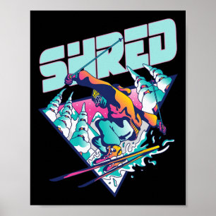 Poster Camisa Shred Vintage Freestyle Ski Farda dos Anos