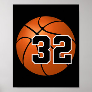 Poster Camisa Sketll Jersey Número da Sorte Favorito #32