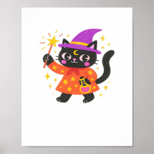 Poster Camisa-T Clássica de Bruxa Gatinho Celestial Espum