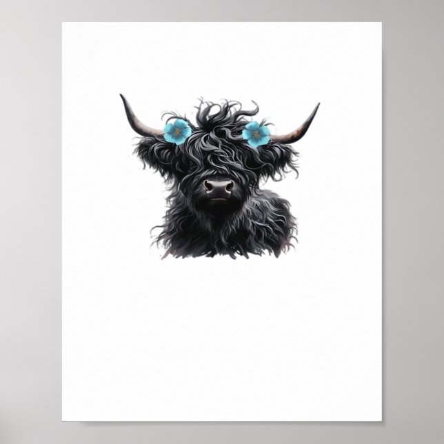 Poster Camisa-T Clássica de Vaca Preta-Vaca Preta (Frente)