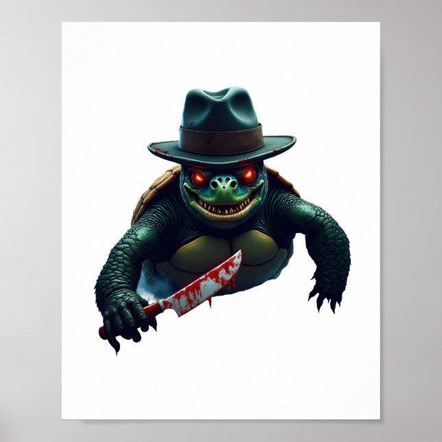 Poster Camisa-T de Tartaruga Assustadora do Halloween (Frente)