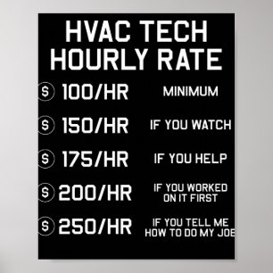 Poster Camisa T de Taxa Horária de HVAC