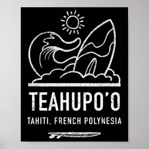 Poster Camisa Teahupoo Polinésia Francesa Tahiti Surf Tee
