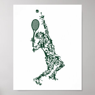 Poster Camisa tênis T - Coluna Coloca Escovas em Racket