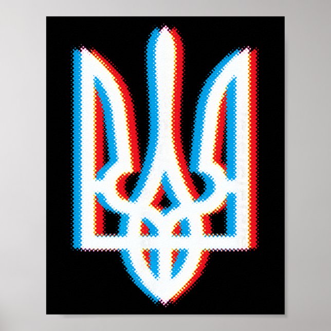 Poster Camisa Tryzub Ucrânia Tridente Militar Ucraniano  (Frente)